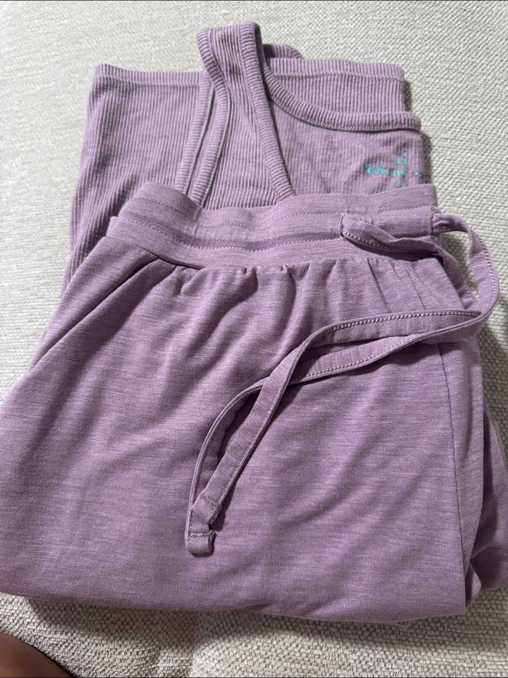 Tommy John Ribbed Tank and Drawstring Lounge Shorts Set - Lavender - Picture 9 of 9